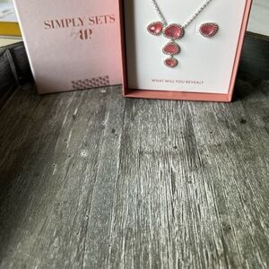 Pink and Silver Heart Necklace Set